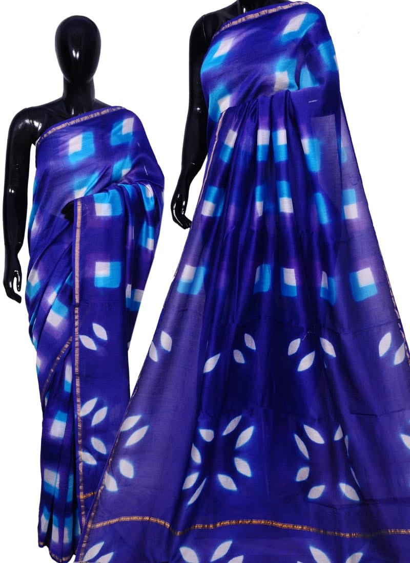 Blue Chanderi Silk Sarees - Dailybuyys