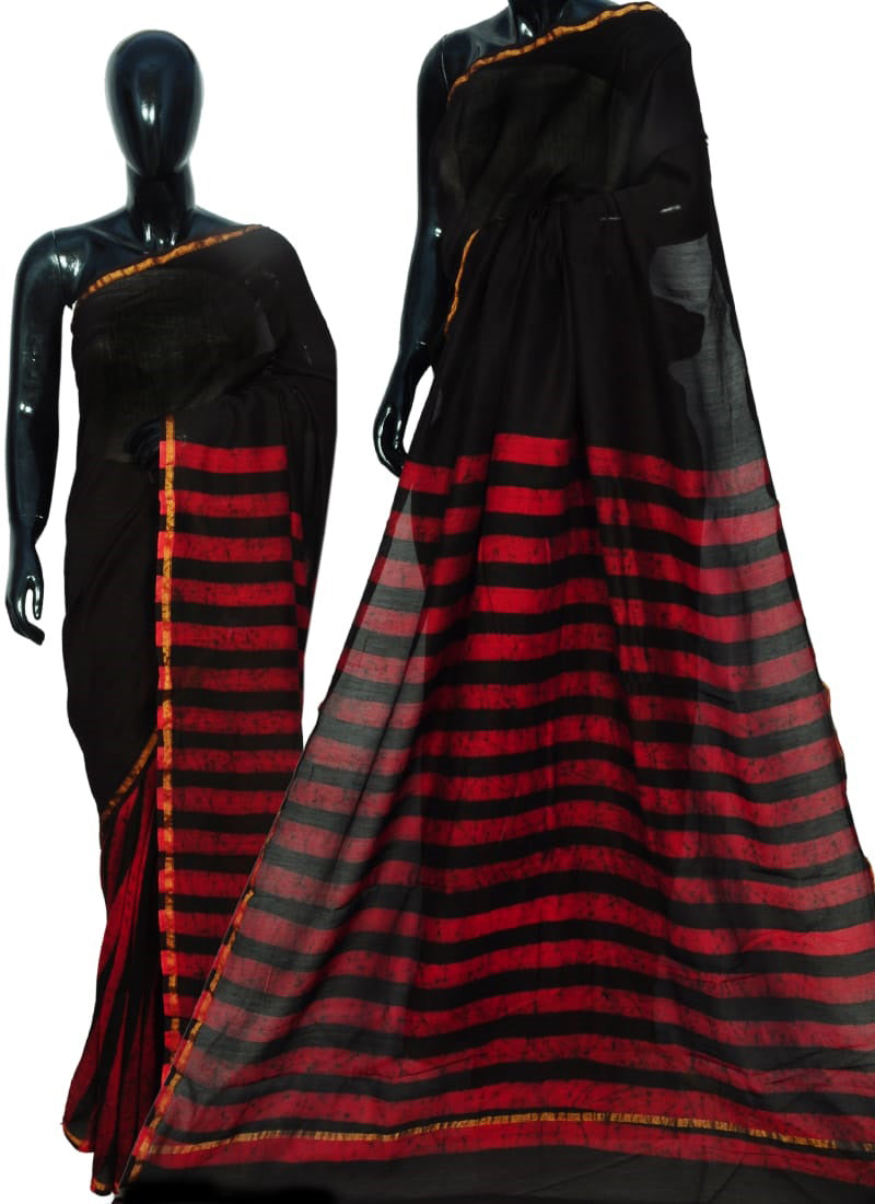 Black Chanderi Silk Sarees - Dailybuyys