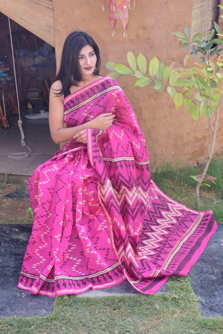 Purple Chanderi Silk Sarees - Dailybuyys