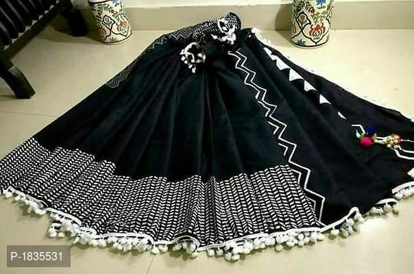 Black Mulmul Batik Sarees - Dailybuyys