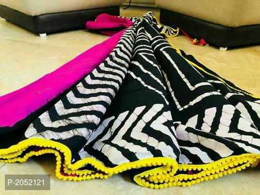 Black Mulmul Batik Sarees - Dailybuyys