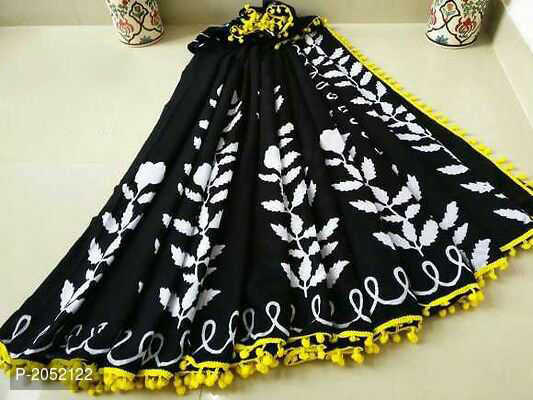 Black Mulmul Batik Sarees - Dailybuyys