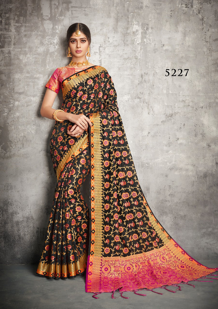 Black Banarasi Silk Sarees - Dailybuyys