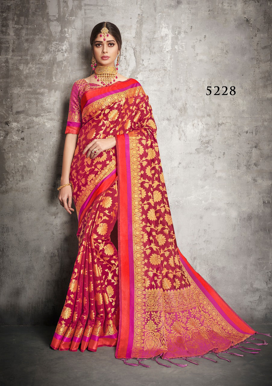 Maroon Banarasi Silk Sarees - Dailybuyys