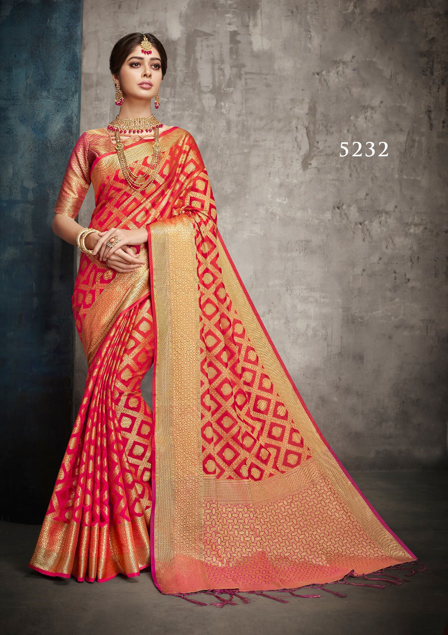 Red Banarasi Silk Sarees - Dailybuyys