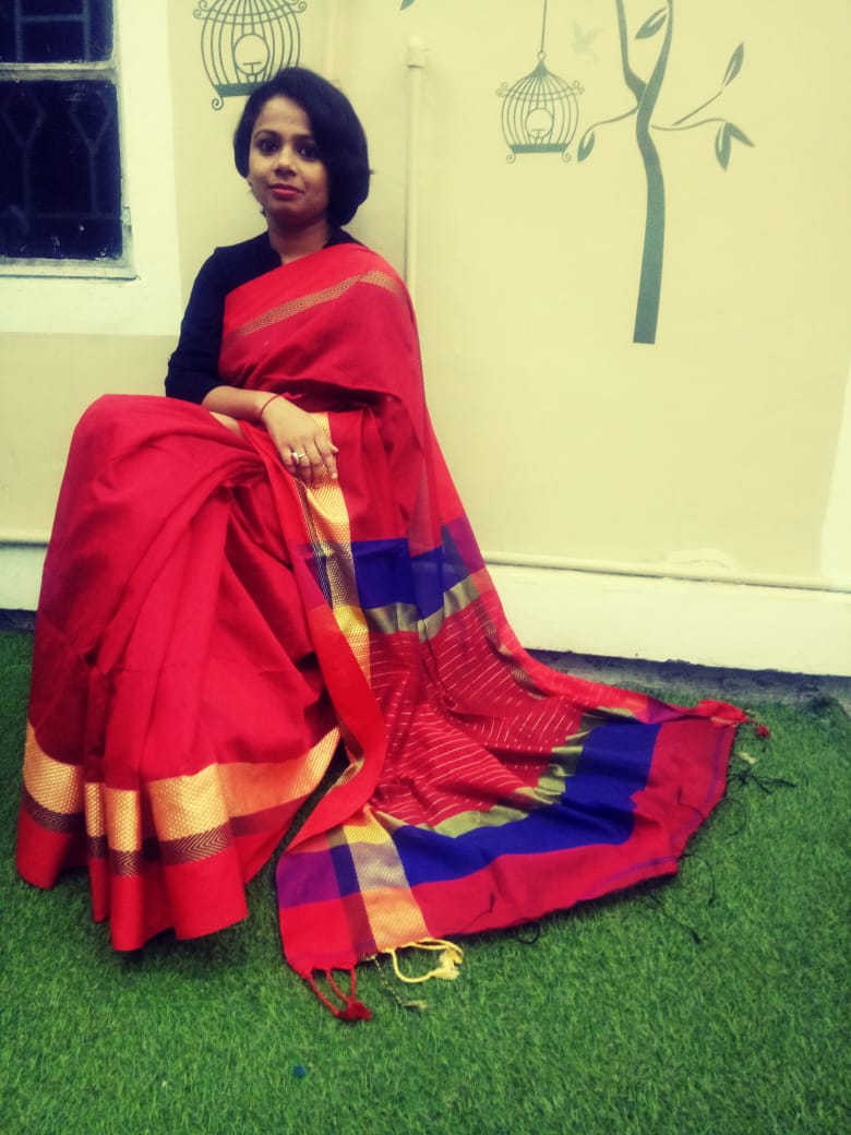 Red Double Border Handloom Sarees - Dailybuyys