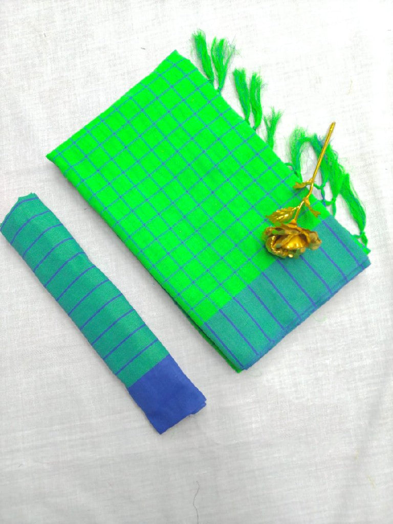 Green Pure Linen Sarees - Dailybuyys