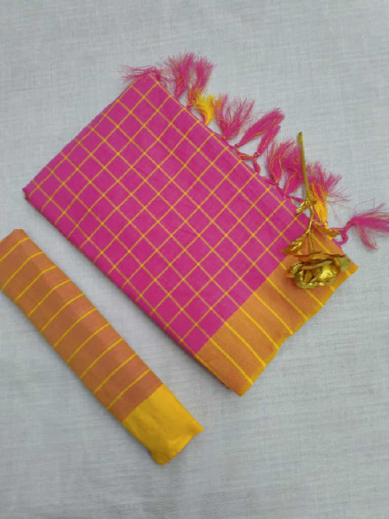 Violet Yellow Pure Linen Sarees - Dailybuyys