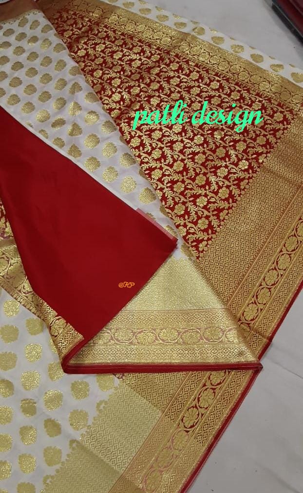 Red Beige Koriyal Banarasi Silk Sarees - Dailybuyys