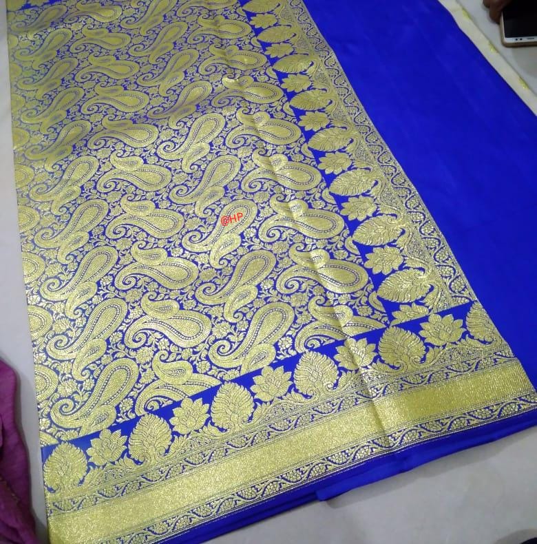 Blue Beige Koriyal Banarasi Silk Sarees - Dailybuyys
