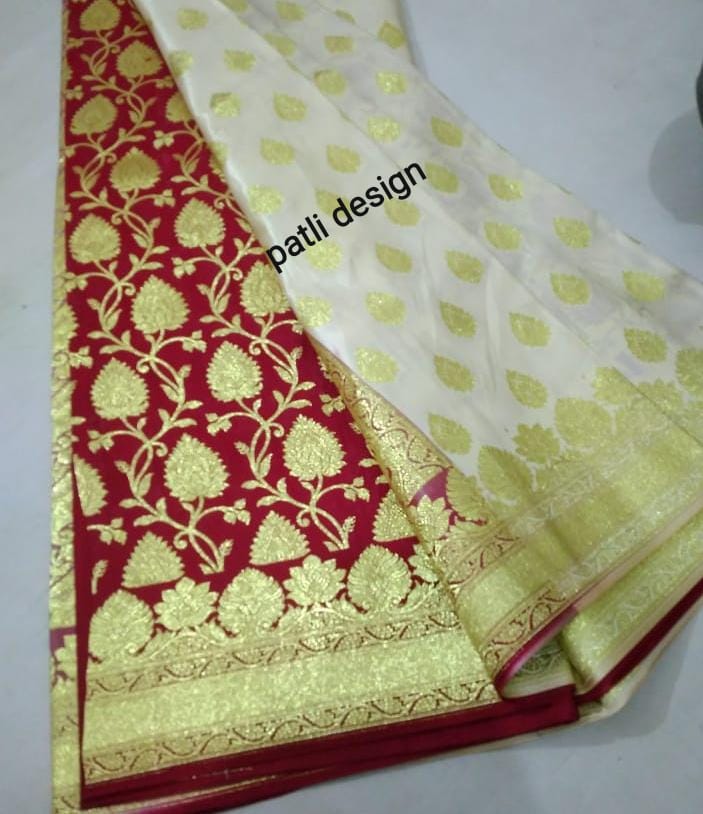 Red Beige Koriyal Banarasi Silk Sarees - Dailybuyys