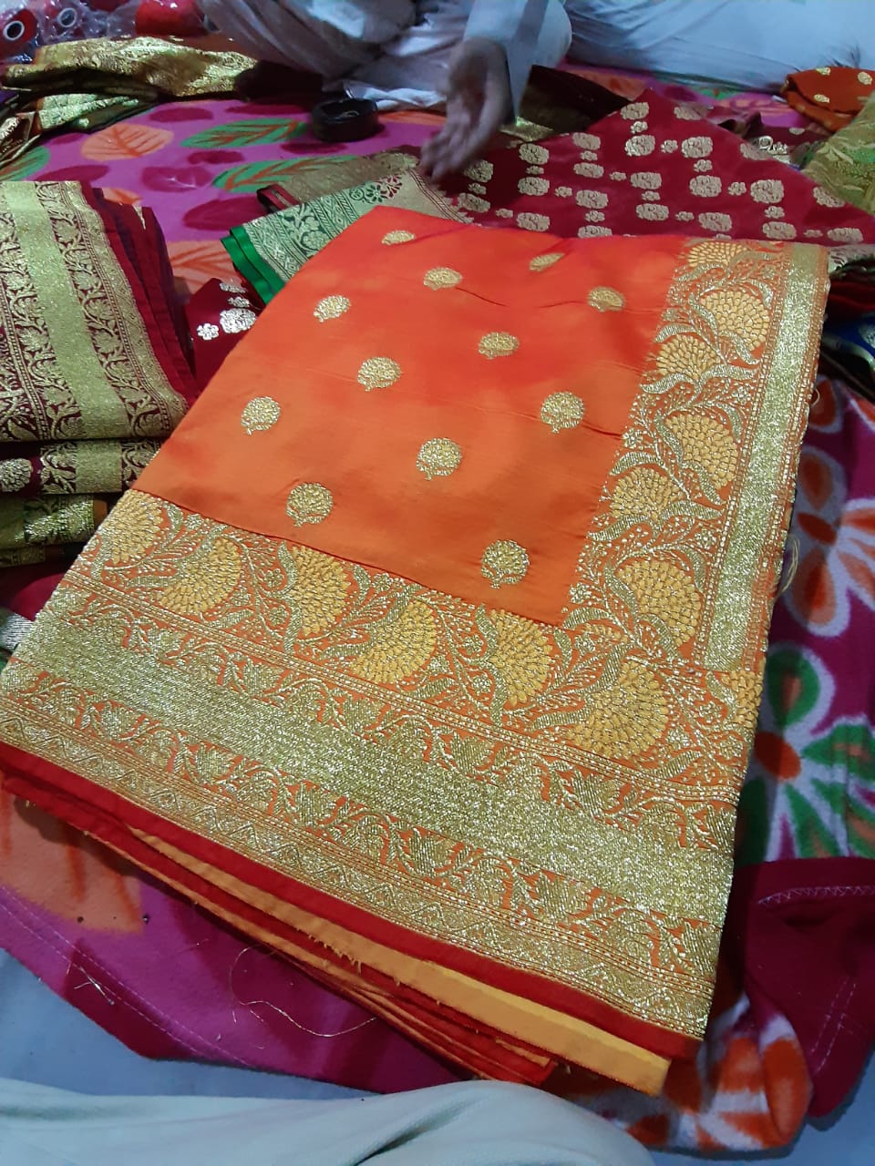 Orange Beige Koriyal Banarasi Silk Sarees - Dailybuyys