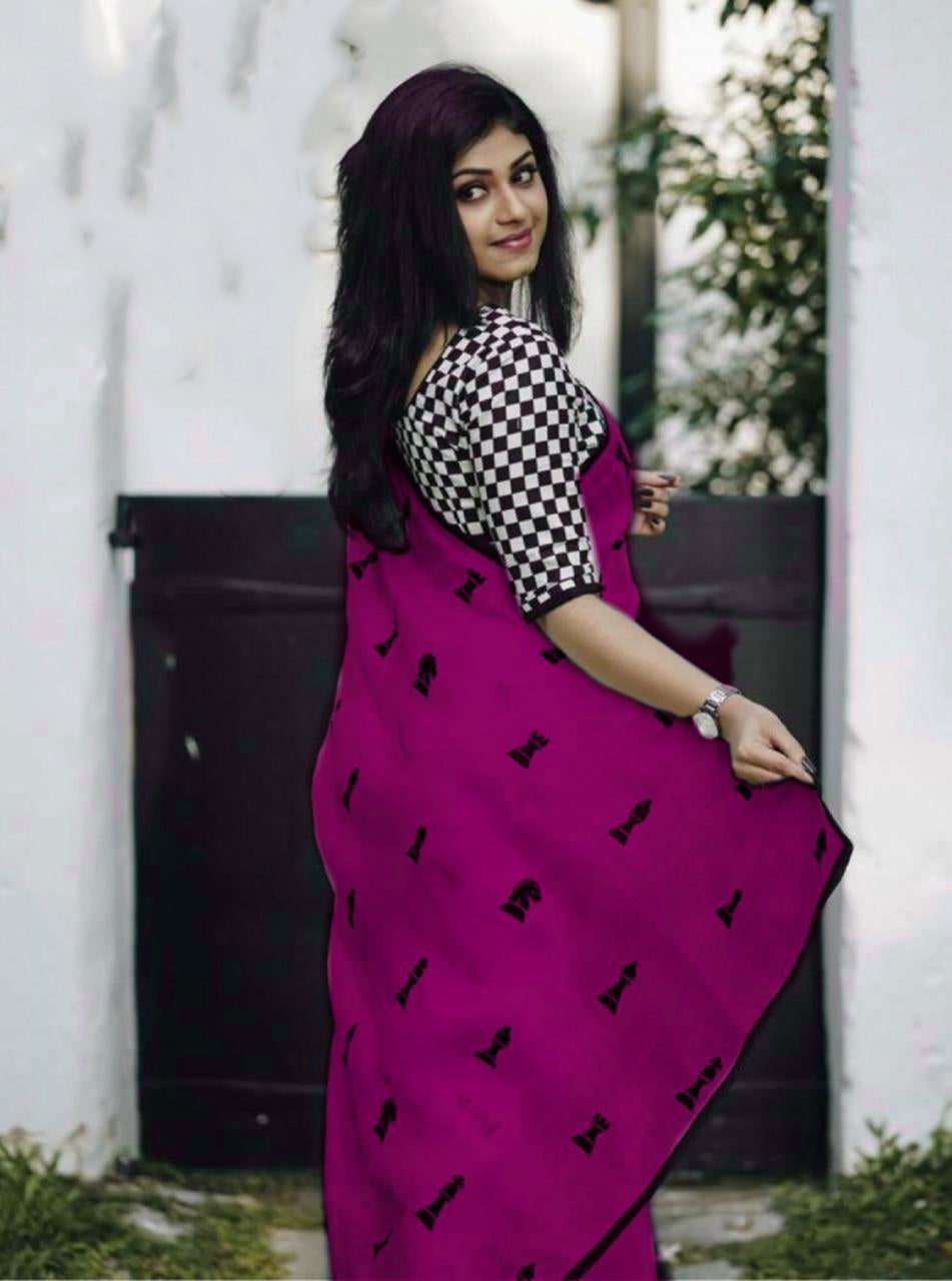 Purple Chanderi Silk Sarees - Dailybuyys