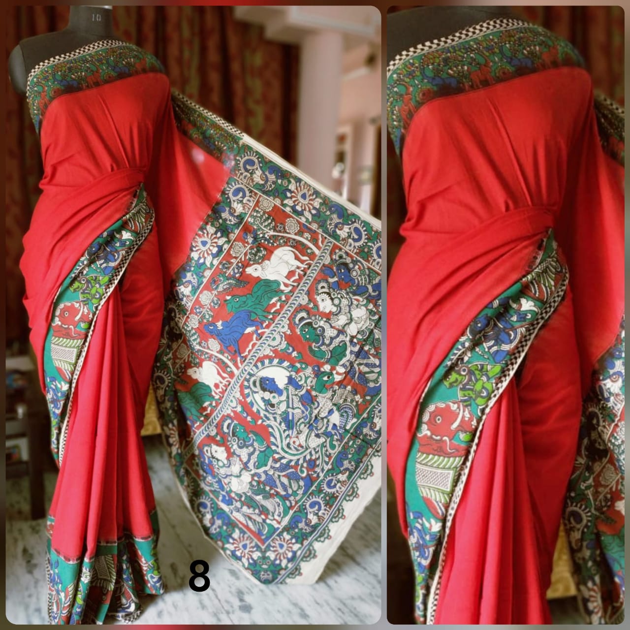 Red Kalamkari Sarees - Dailybuyys