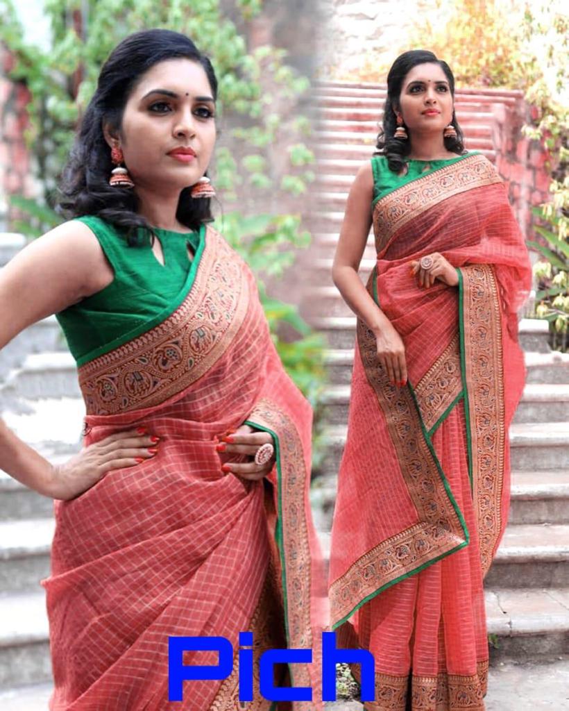 Pink Pure Cotton Handloom Sarees - Dailybuyys