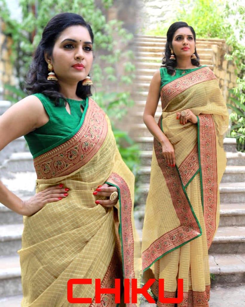 Beige Pure Cotton Handloom Sarees - Dailybuyys