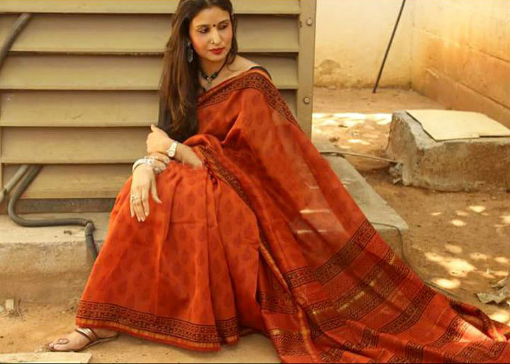 Brown Chanderi Silk Sarees - Dailybuyys