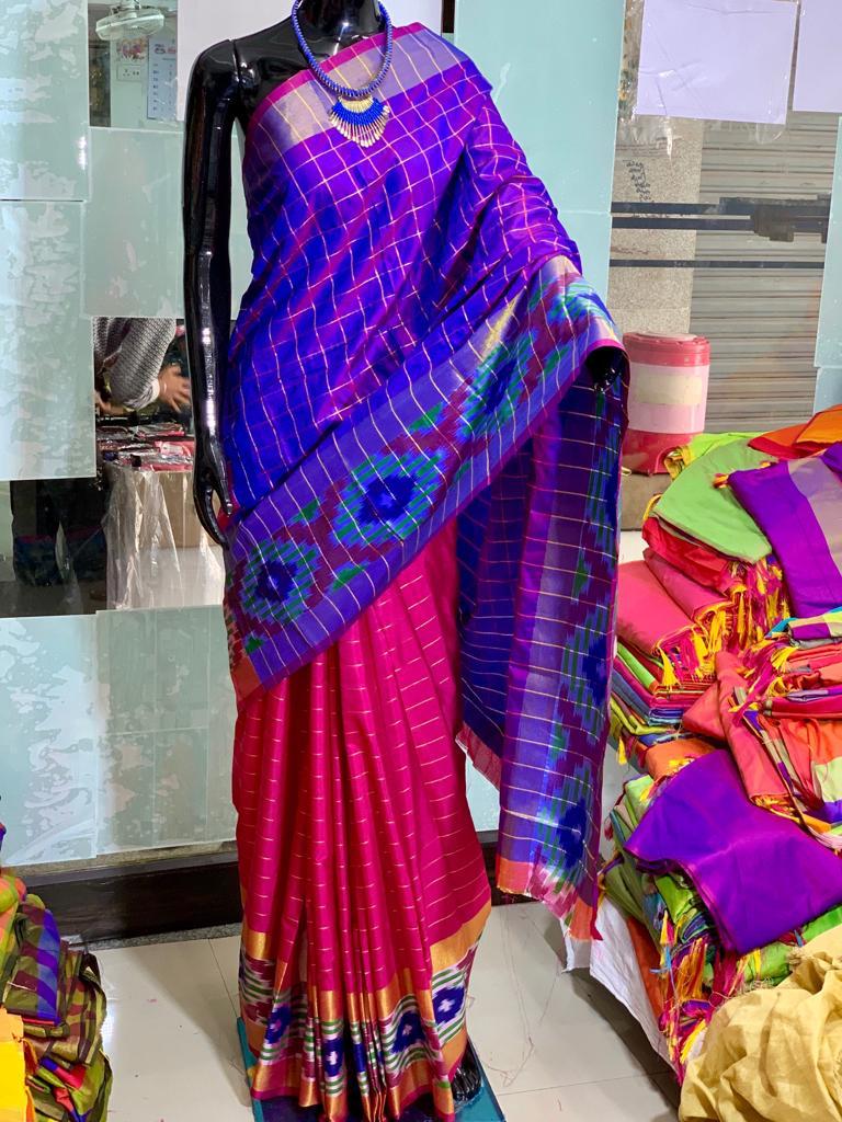 Blue Violet Pure Silk Sarees - Dailybuyys