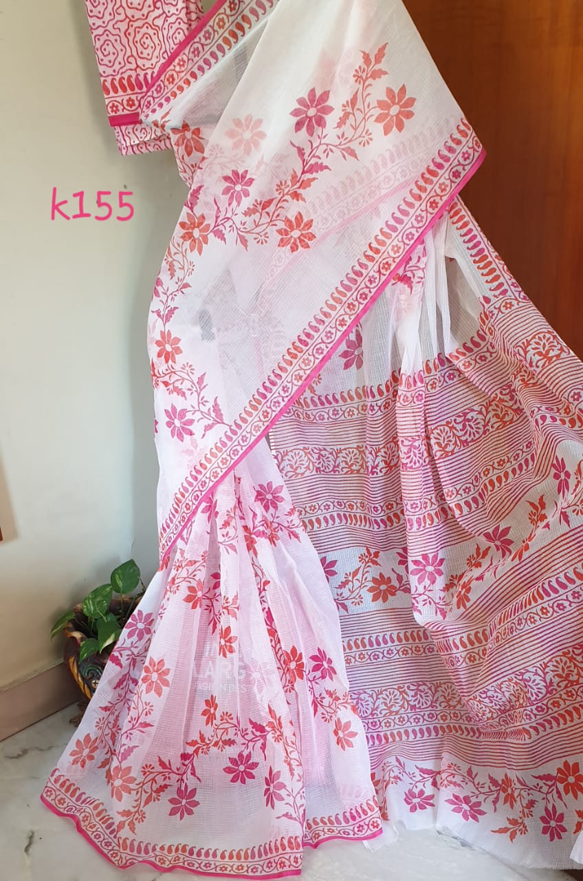 White Red KK Kota Doriya Sarees - Dailybuyys