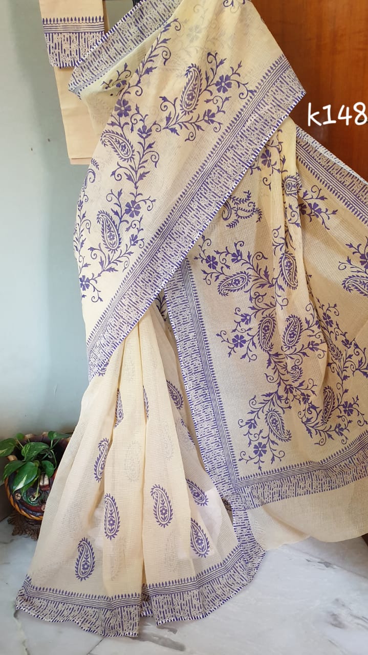 Beige Purple KK Kota Doriya Sarees - Dailybuyys