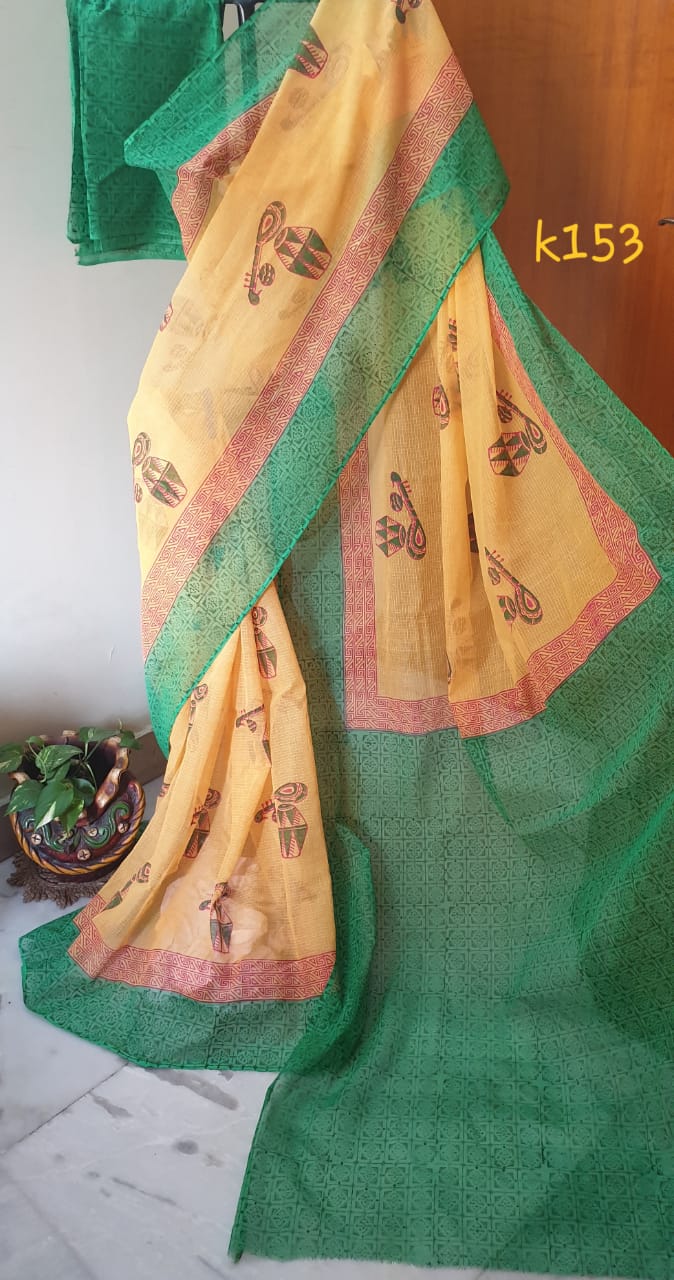Yellow Green KK Kota Doriya Sarees - Dailybuyys