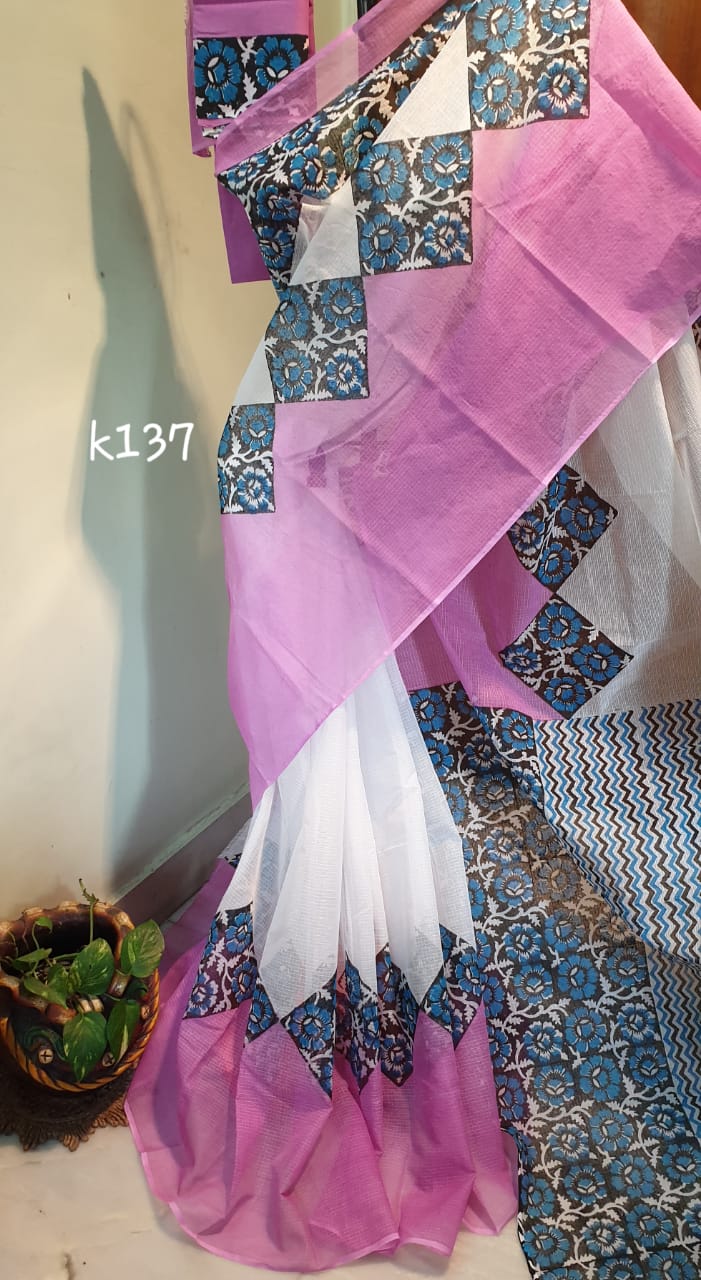 Violet White KK Kota Doriya Sarees - Dailybuyys