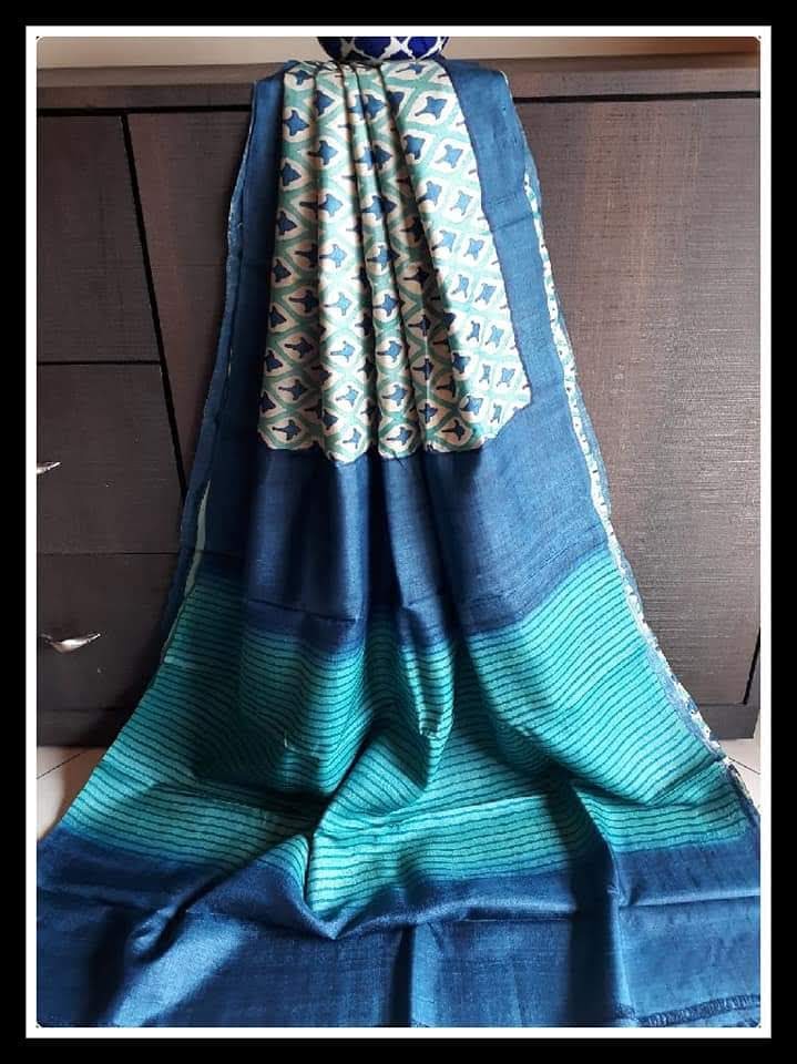 Blue Pure Silk Mark Certified Murshidabad Silk Sarees - Dailybuyys