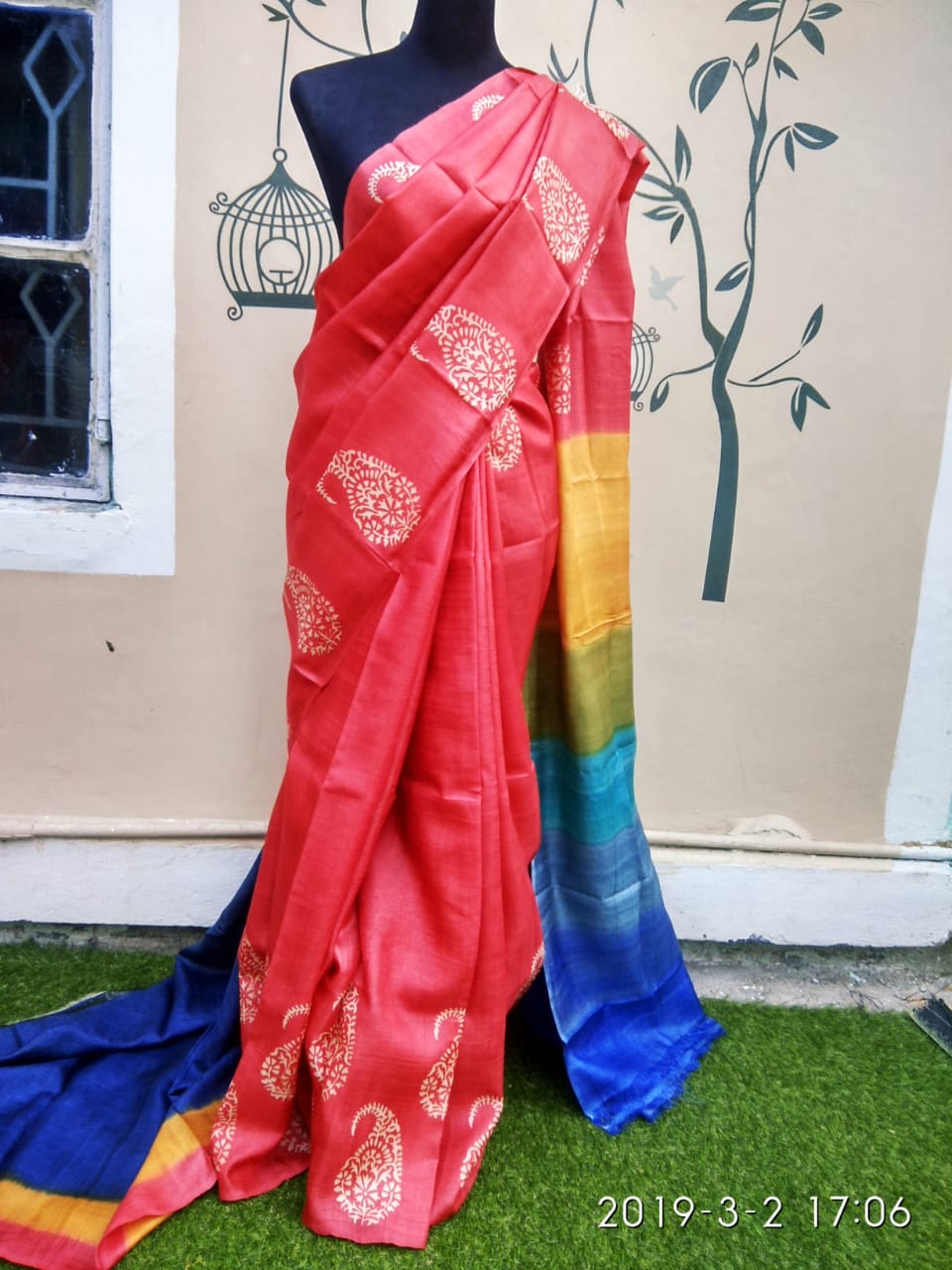 Red Blue Glamour Pure Silk Mark Certified Murshidabad Silk Sarees - Dailybuyys