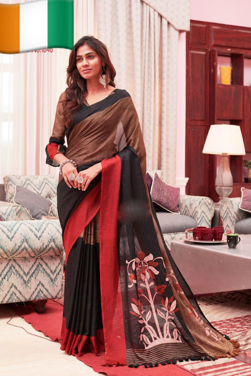 Black Pure Cotton Silk Sarees - Dailybuyys