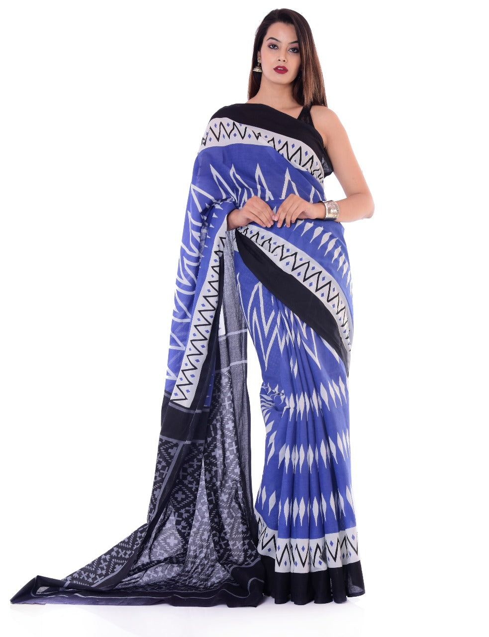 Blue Mulmul Batik Sarees - Dailybuyys