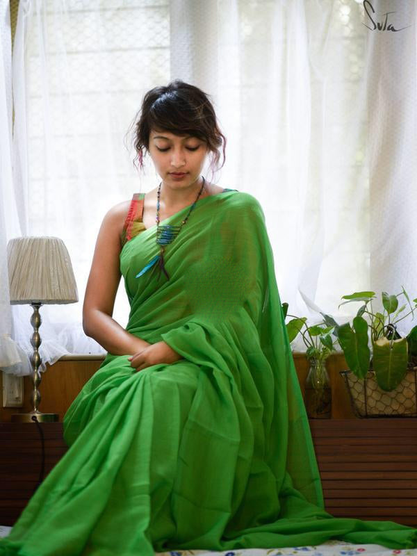 Green Bengal Handloom Khadi Sarees - Dailybuyys