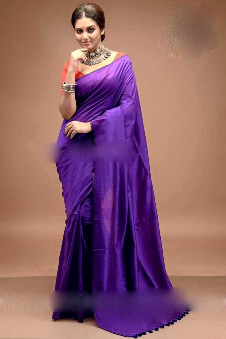 Purple Bengal Handloom Khadi Sarees - Dailybuyys