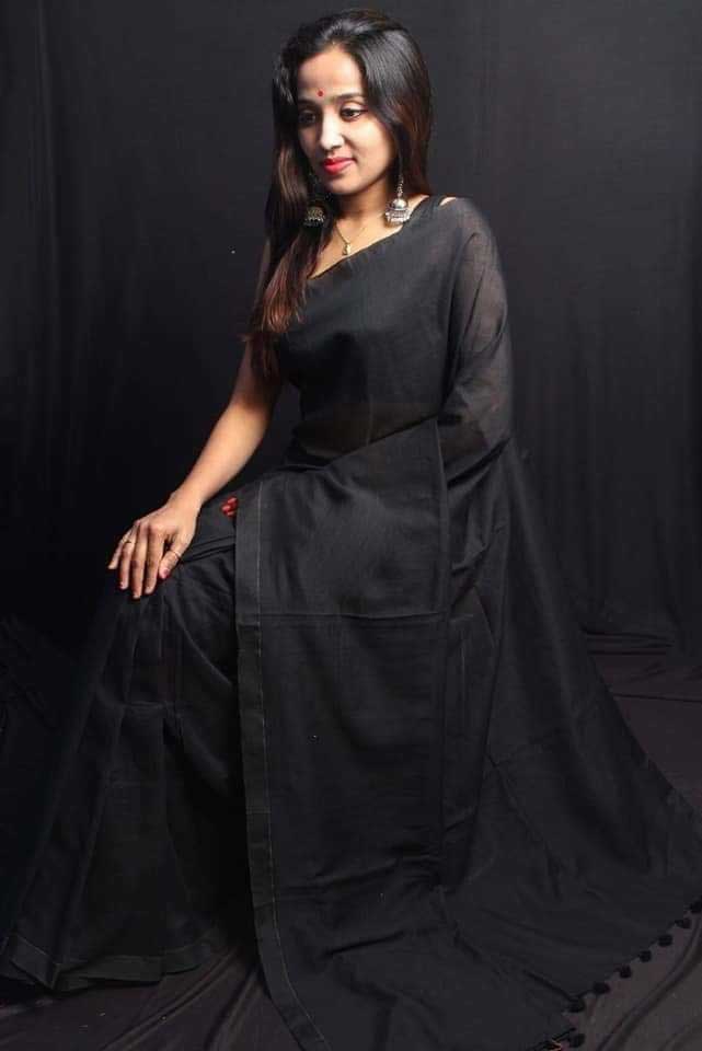 Black Bengal Handloom Khadi Sarees - Dailybuyys