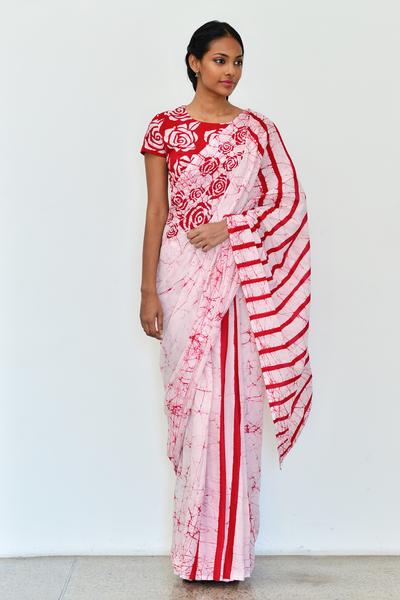 Pink Mulmul Batik Sarees - Dailybuyys