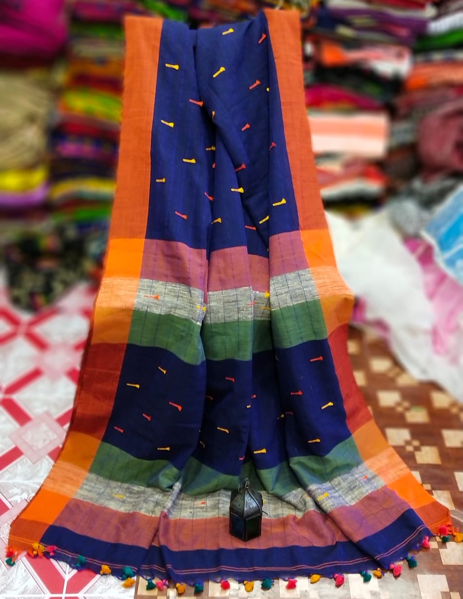 Blue Khadi Sarees - Dailybuyys