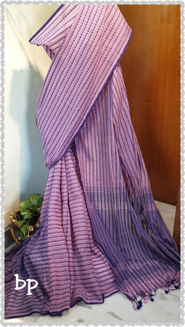 Violet Bengal Handloom Khadi Sarees - Dailybuyys