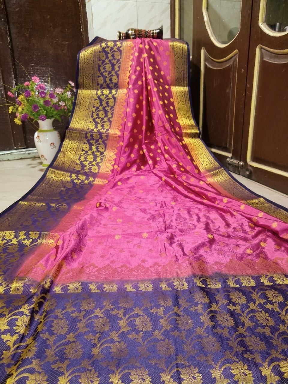 Violet Blue Maheshmati Silk Sarees - Dailybuyys
