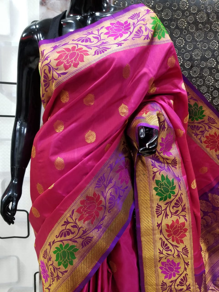Purple Gadwal Pure Silk Sarees