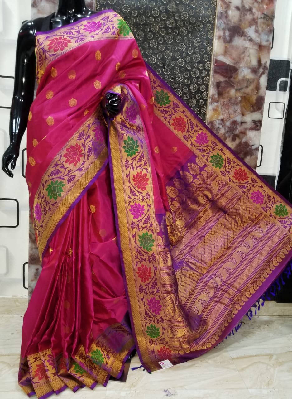 Purple Gadwal Pure Silk Sarees - Dailybuyys