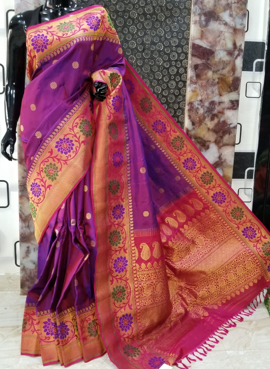 Purple Gadwal Pure Silk Sarees - Dailybuyys
