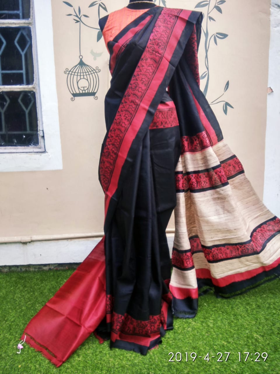 Black Pure Silk Mark Certified Murshidabad Silk Sarees - Dailybuyys