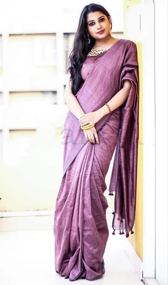 Violet Bengal Handloom Khadi Sarees - Dailybuyys
