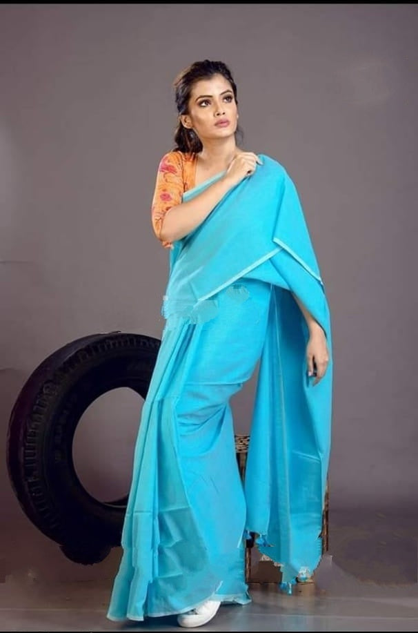 Blue Bengal Handloom Khadi Sarees - Dailybuyys