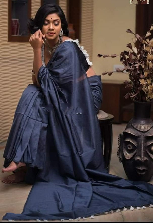 Grey Bengal Handloom Khadi Sarees - Dailybuyys