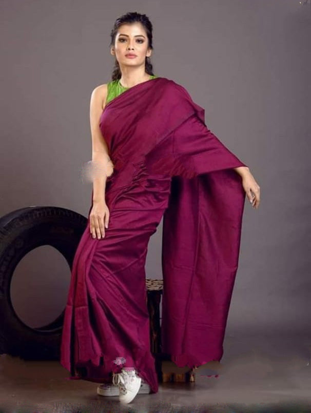 Purple Bengal Handloom Khadi Sarees - Dailybuyys