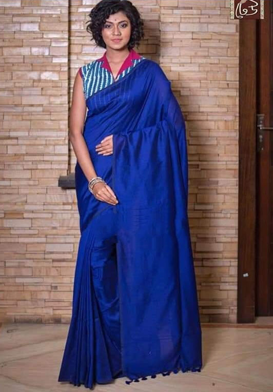 Blue Bengal Handloom Khadi Sarees - Dailybuyys