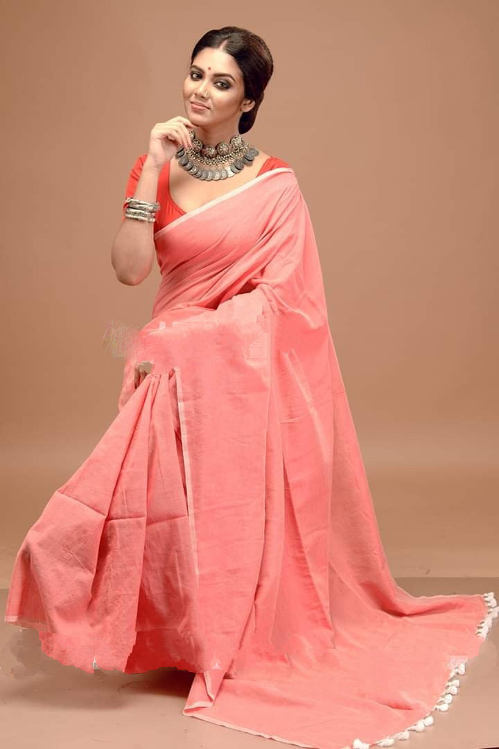Pink Bengal Handloom Khadi Sarees - Dailybuyys