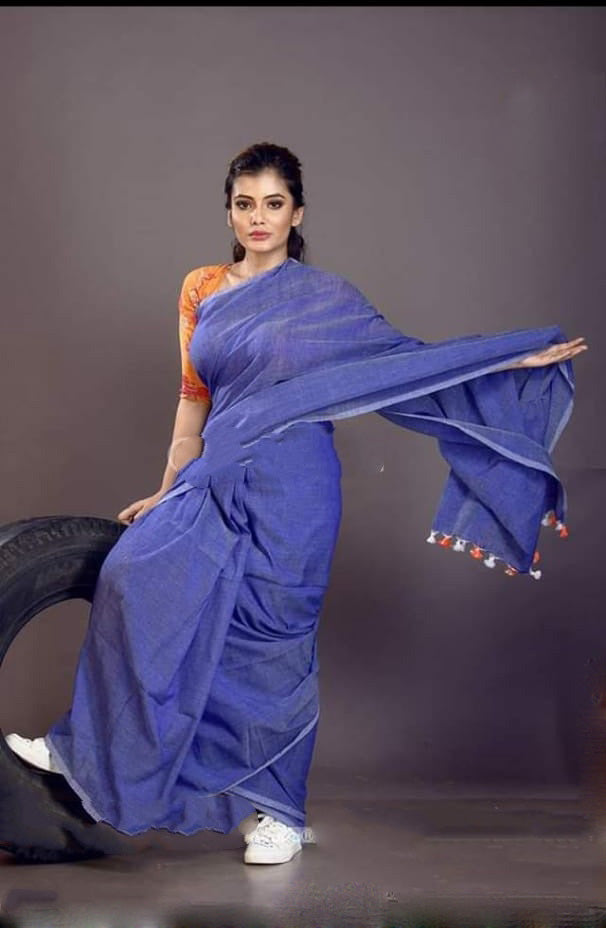 Grey Bengal Handloom Khadi Sarees - Dailybuyys