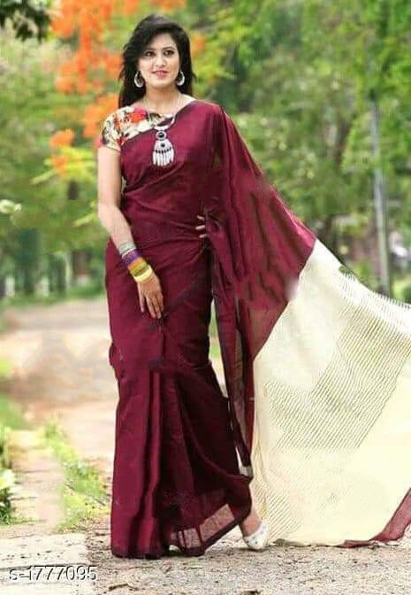 Maroon Bengal Handloom Khadi Sarees - Dailybuyys