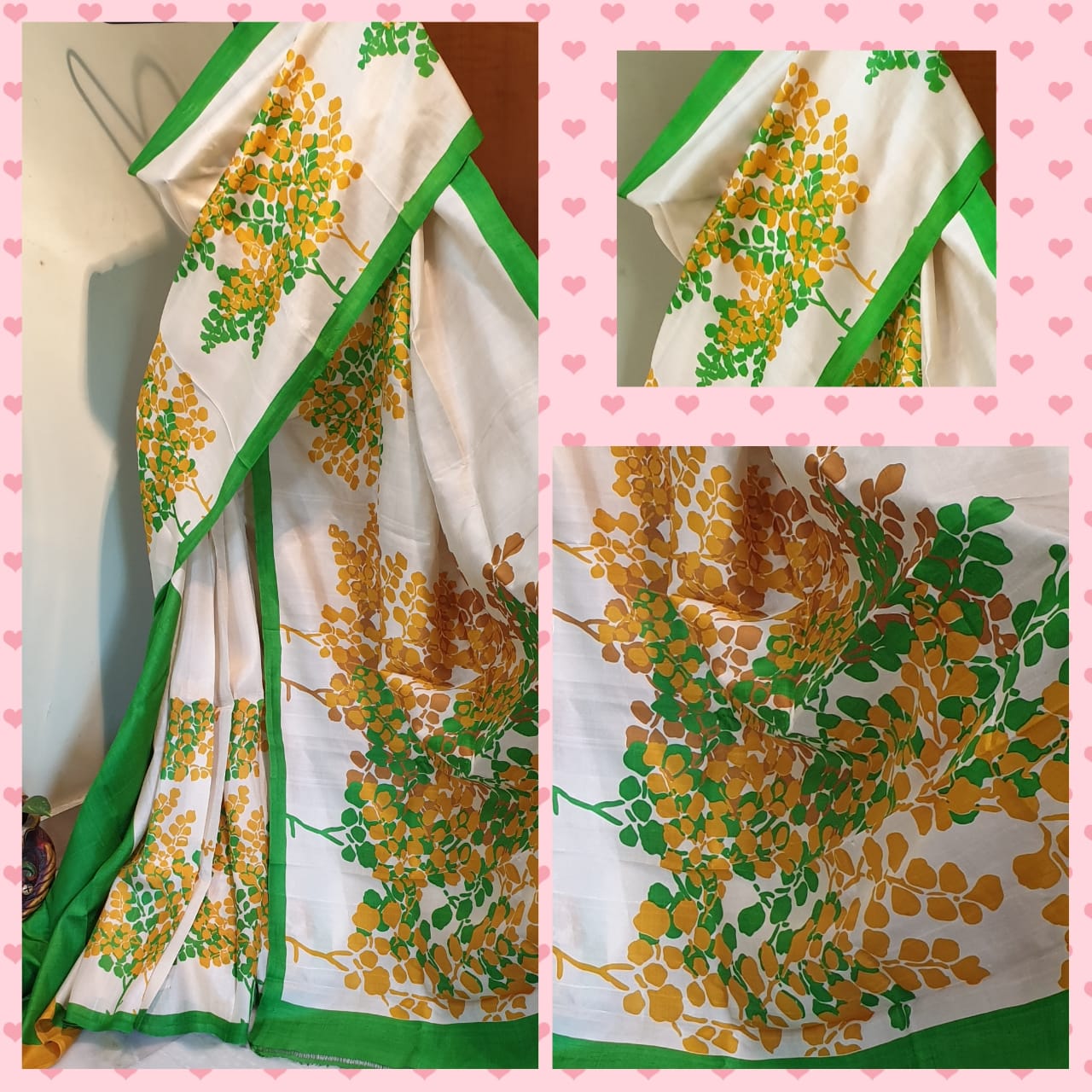 White Pure Hand Painted Silk Mark Certified Bishnupuri Silk Sarees - Dailybuyys